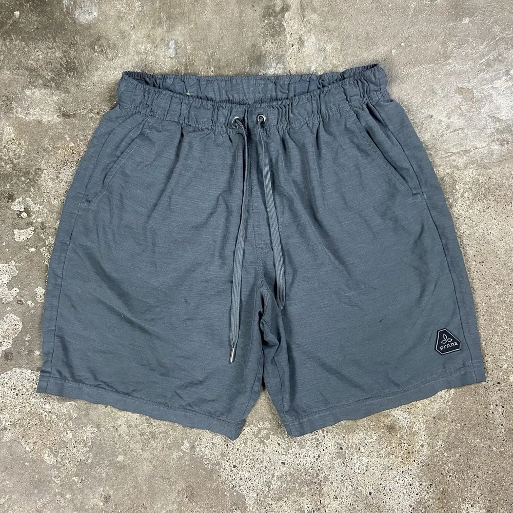 Prana Baja Shorts Men's Size Medium Gray Hemp Drawstring Athletic Outdoor Wear